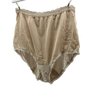 Cotillion Nylon Lace Trim Brief Beige Womens Size 6 Modest Coverage